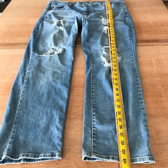 Levi's 724 Straight Jeans Women 20W Blue High Rise Distressed Medium Wash 18002 - Picture 6 of 14